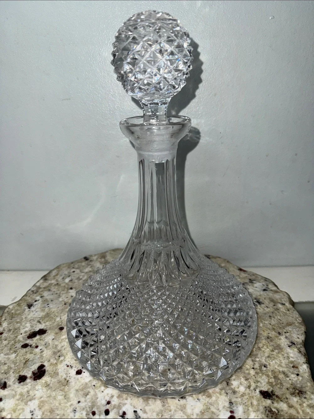 Antique Fine Quality Cut Crystal Lead Ships Decanter 1920s England